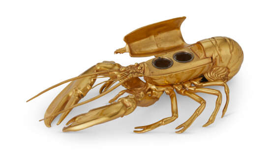 A VICTORIAN GILT-METAL LOBSTER-FORM DOUBLE INKWELL - фото 2