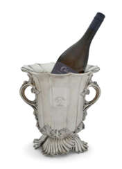 A SHEFFIELD-PLATED TWO-HANDLED WINE COOLER