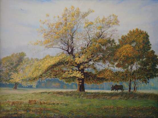 “Autumn” Canvas Oil paint Realist Landscape painting 2005 - photo 1
