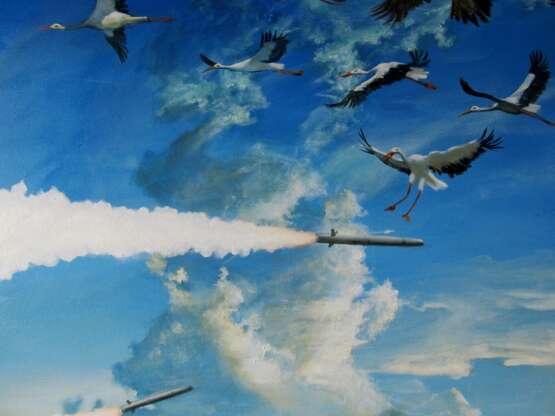 Painting, picture “Ukrainian sky 2022”, Oil on canvas, Realist, Historical genre, Ukraine, 2022 - photo 2
