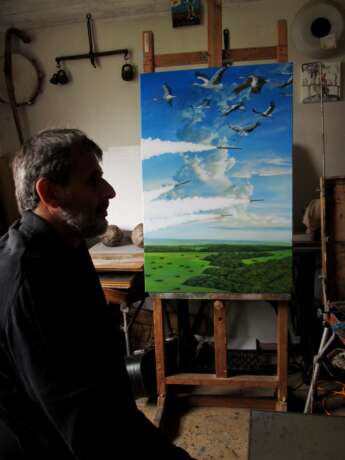 Painting, picture “Ukrainian sky 2022”, Oil on canvas, Realist, Historical genre, Ukraine, 2022 - photo 3