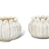 A PAIR OF MARBLE LOTUS-FORM JARDINIERES - photo 1