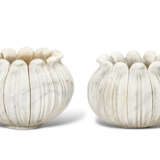 A PAIR OF MARBLE LOTUS-FORM JARDINIERES - photo 2