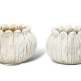 A PAIR OF MARBLE LOTUS-FORM JARDINIERES - photo 5