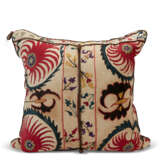 AN OTTOMAN SILK AND LINEN EMBROIDERED PANEL, NOW AS A BOLSTER - photo 5