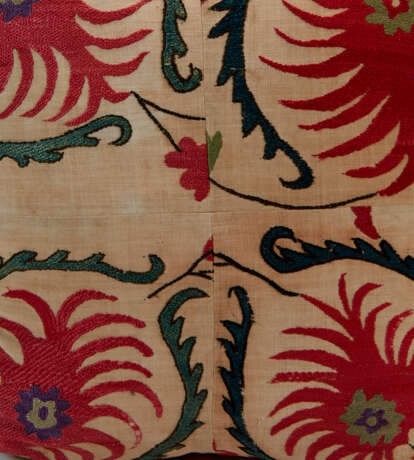 AN OTTOMAN SILK AND LINEN EMBROIDERED PANEL, NOW AS A BOLSTER - фото 8