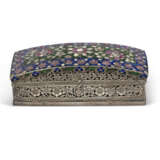 AN ENAMELED AND STONE INLAID SILVER CUSHION-FORM BOX - фото 1