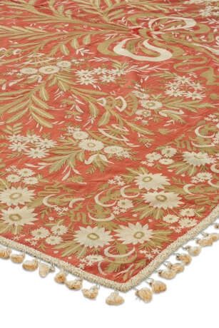 A TURKISH SILK EMBROIDERED COVERLET - photo 1
