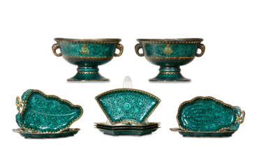 A GROUP OF INDIAN ENAMELED ARMORIAL TABLEWARES