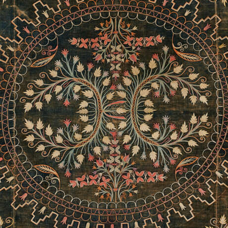 A TURKISH SILK EMBROIDERED VELVET COVER - фото 1