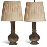 A PAIR OF ENAMEL BRASS VASES, NOW MOUNTED AS LAMPS - фото 2