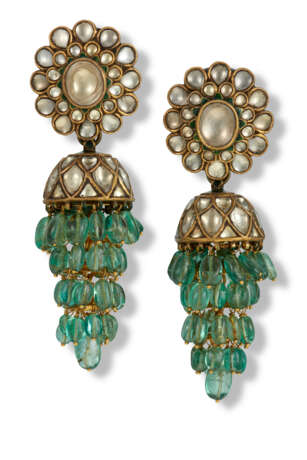 TWO PAIRS OF INDIAN MULTI-GEM EARRINGS - photo 6