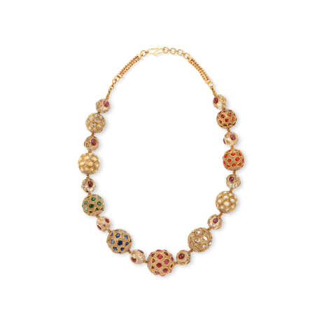 A CRYSTAL, MULTI-GEM AND DIAMOND NECKLACE - фото 1