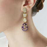 TWO PAIRS OF INDIAN MULTI-GEM AND DIAMOND EARRINGS - photo 3