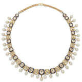 AN INDIAN DIAMOND, CULTURED PEARL AND ENAMEL NECKLACE - фото 3