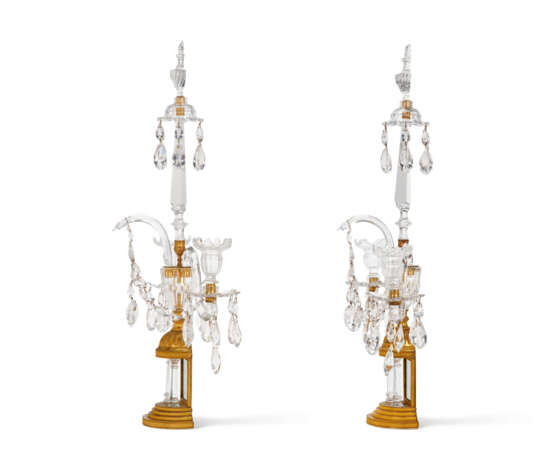 A PAIR OF GEORGE III ORMOLU AND CUT-GLASS TWO-LIGHT CANDELABRA - photo 3