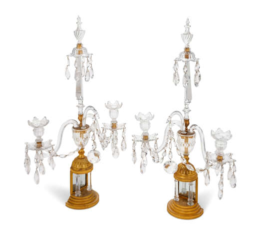 A PAIR OF GEORGE III ORMOLU AND CUT-GLASS TWO-LIGHT CANDELABRA - photo 4