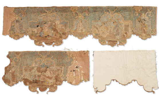 TWO EARLY LOUIS XV SILK AND WOOL EMBROIDERED, COUCHED AND APPLIQUED PELMETS - photo 4