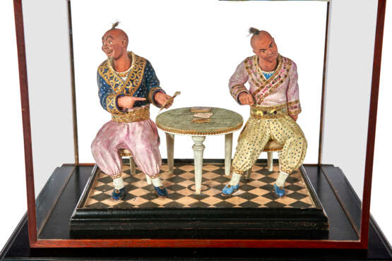 AN ITALIAN POLYCHROME-PAINTED AND GILT-FOIL-DECORATED COMPOSITION FIGURAL GROUP - фото 10
