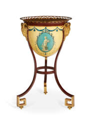 A NORTH EUROPEAN ORMOLU-MOUNTED TOLE-PEINTE AND PAINTED IRON WORK TABLE