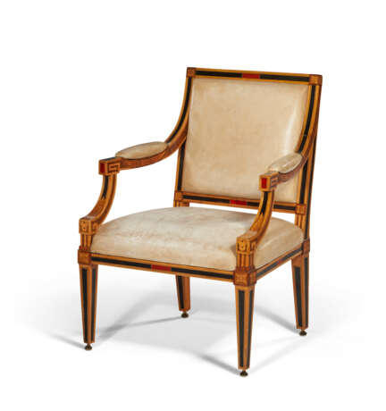 A PAIR OF DUTCH TULIPWOOD, AMARANTH, ASH, STAINED AND EBONIZED FRUITWOOD ARMCHAIRS - Foto 2