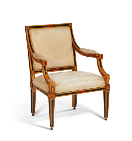 A PAIR OF DUTCH TULIPWOOD, AMARANTH, ASH, STAINED AND EBONIZED FRUITWOOD ARMCHAIRS - фото 3