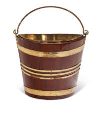 A DUTCH BRASS-BOUND MAHOGANY PEAT BUCKET