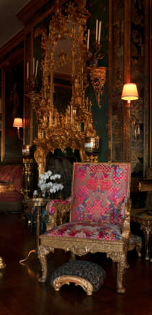 A PAIR OF WILLIAM IV GILTWOOD FOOTSTOOLS - Foto 7