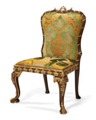 AN EARLY GEORGE III WALNUT AND PARCEL-GILT SIDE CHAIR