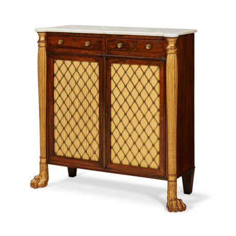 A REGENCY INDIAN ROSEWOOD AND PARCEL-GILT SIDE CABINET - фото 1
