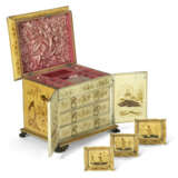 A WILLIAM IV YELLOW, CREAM-JAPANNED, AND GILT JEWEL CABINET - photo 1