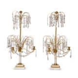 A PAIR OF SWEDISH CUT-GLASS-MOUNTED ORMOLU AND WHITE MARBLE THREE-LIGHT CANDELABRA - фото 3