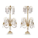 A PAIR OF SWEDISH CUT-GLASS-MOUNTED ORMOLU AND WHITE MARBLE THREE-LIGHT CANDELABRA - фото 4