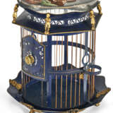 A NORTH EUROPEAN PARCEL-GILT BLUE TOLE-PEINTE AND GILT-LEAD BIRDCAGE AND POLYCHROME-DECORATED GLASS FISH BOWL - photo 8