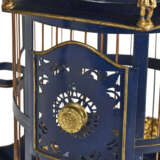 A NORTH EUROPEAN PARCEL-GILT BLUE TOLE-PEINTE AND GILT-LEAD BIRDCAGE AND POLYCHROME-DECORATED GLASS FISH BOWL - photo 9