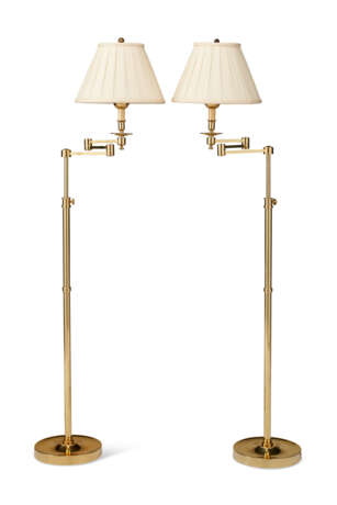 A PAIR OF POLISHED BRASS SWING ARM FLOOR LAMPS - photo 2