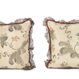 A PAIR OF PALE TURQUOISE AND POLYCHROME AND METALLIC EMBROIDERED CUSHIONS - фото 4