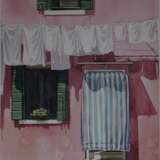 Painting, акварельная картина “Белье на балконе”, Watercolor paper, Watercolor, Realist, архитектурный пейзаж, Uzbekistan, 2022 - photo 1