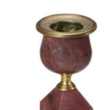 A PAIR OF RHODONITE AND GILT-METAL CANDLESTICKS - photo 9