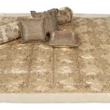 AN ITALIAN CHAMAPGNE SILK SATIN AND GILT METALLIC EMBROIDERED BED COVER - фото 1