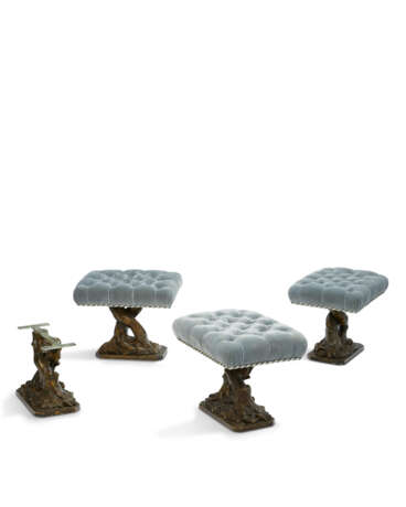 THREE PATINATED PLASTER TABOURETS - фото 3