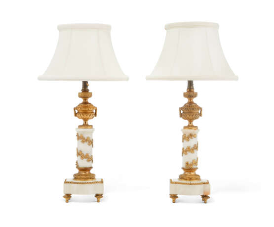 A PAIR OF FRENCH WHITE MARBLE AND ORMOLU-MOUNTED CASSOLETTES, FITTED AS LAMPS - photo 1