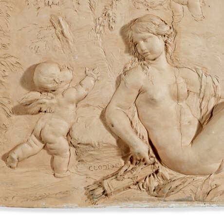 A PAIR OF RECTANGULAR TERRACOTTA PREPARATORY RELIEFS FOR THE SALLE DE BAINS OF THE H&#212;TEL DE BESENVAL: ONE DEPICTING CUPID AND VENUS, SALMACIS AND HERMAPHRODITE AND LEDA AND THE SWAN AND THE OTHER DEPICTING THE BATH OF VENUS - фото 3