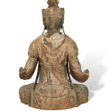 A LARGE AND RARE CHINESE PAINTED WOOD FIGURE OF GUANYIN - фото 15