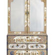 A GERMAN WHITE-JAPANNED, POLYCHROME AND GILT-DECORATED SECRETAIRE CABINET - Auktionsarchiv