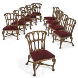 A SET OF TEN GEORGE II MAHOGANY AND PARCEL-GILT DINING CHAIRS - photo 1