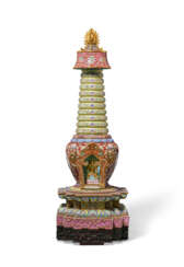 A RARE CHINESE FAMILLE ROSE PORCELAIN STUPA