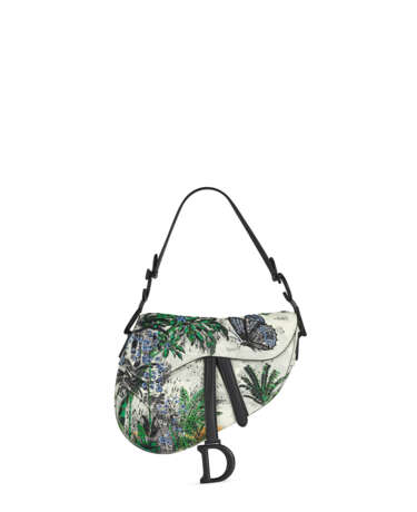 A LIMITED EDITION CALFSKIN LEATHER & EMBROIDERED TOILE DE JOUY TROPICALIA MEDIUM SADDLE BAG WITH BLACK HARDWARE - Foto 1