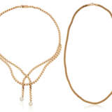 CULTURED PEARL AND GOLD NECKLACE AND TIFFANY & CO. GOLD NECKLACE - фото 1