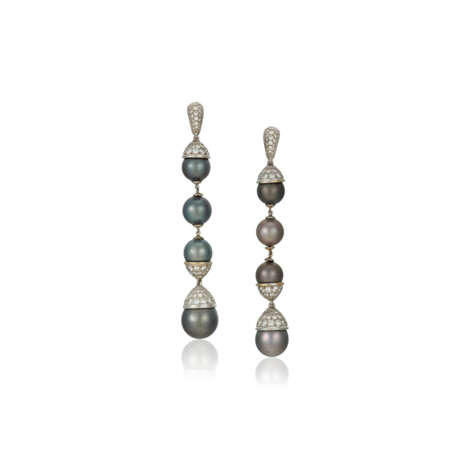 GRAY CULTURED PEARL AND DIAMOND EARRINGS - photo 1